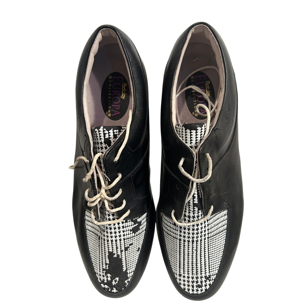 FootJoy Europa Collection Mens Size 8.5 Black Houndstooth Golf Shoes Low Top